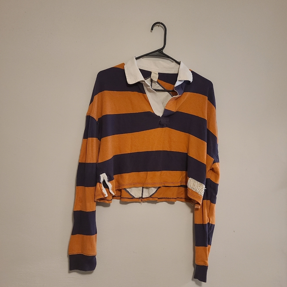 We The Free Vibrant Striped Cropped Rugby Shirt